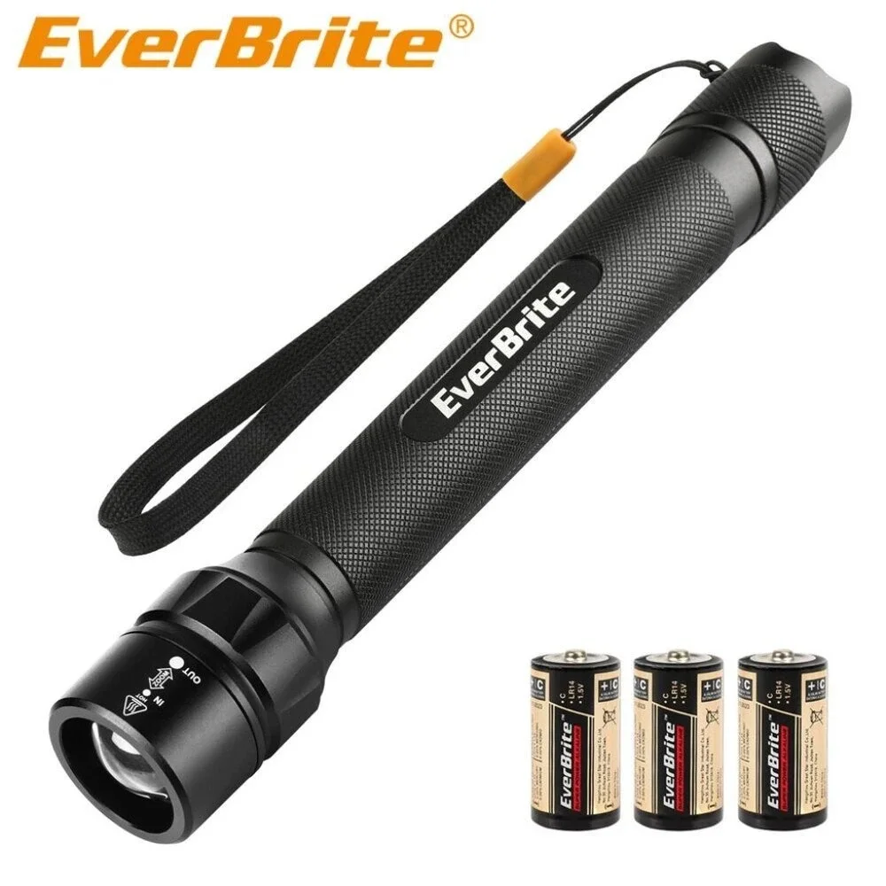 New EverBrite 600Lumen Ultra Bright Tactical Flashlight Zoomable 4 Lighting Mode